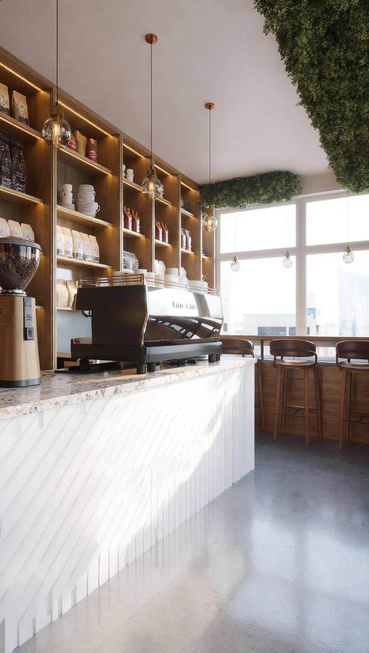 Corner café after transformation