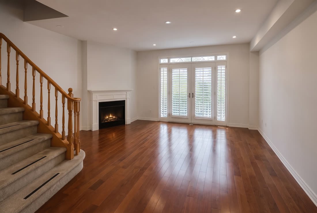 Living room — the empty photo the agent sent us