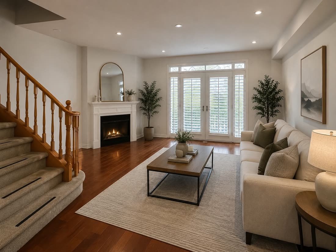 Living room professionally staged