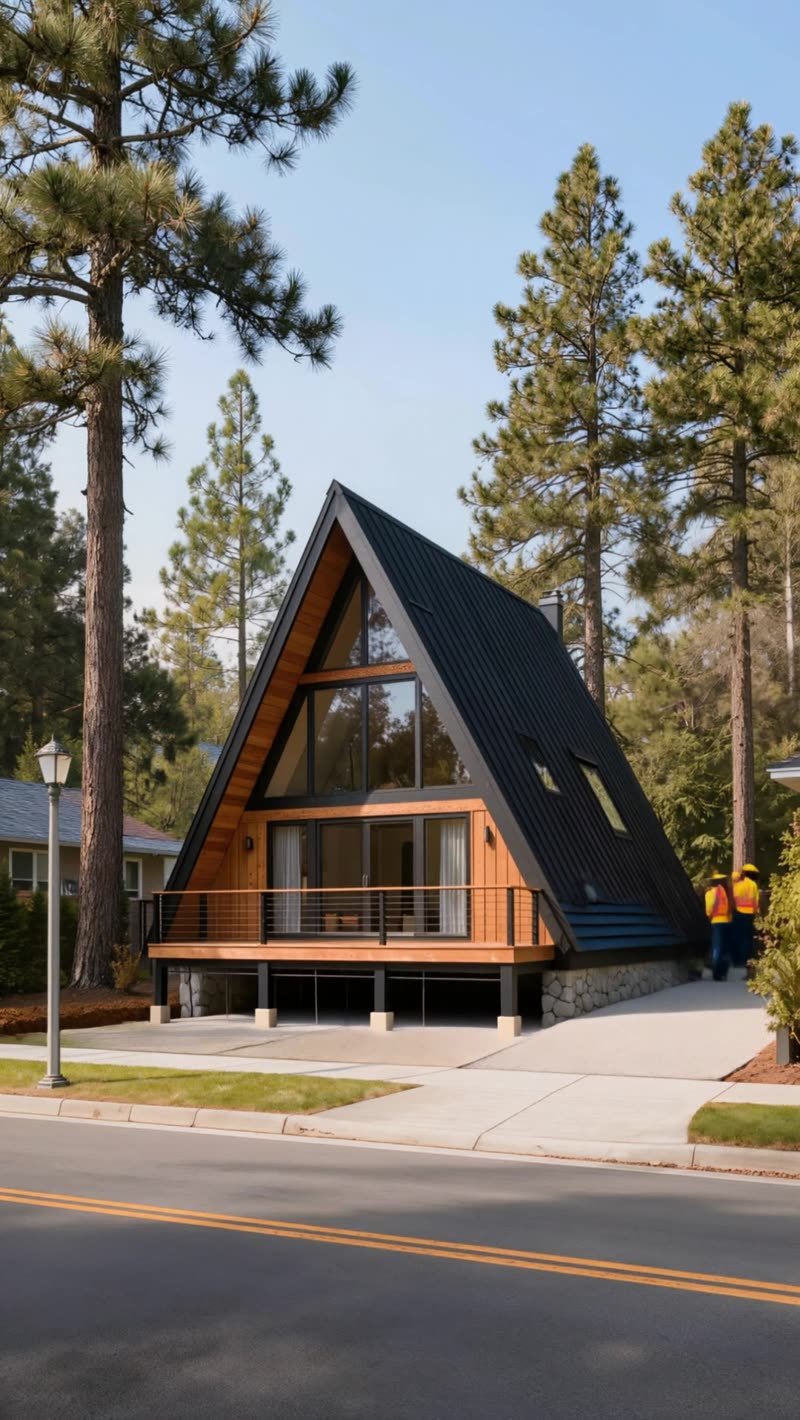 A-frame chalet after build