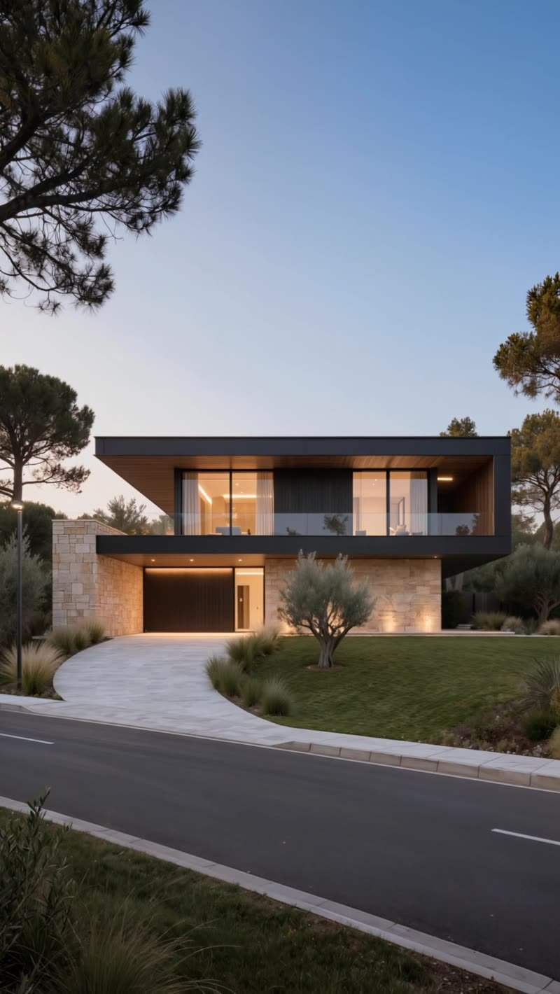 Modern mansion after build