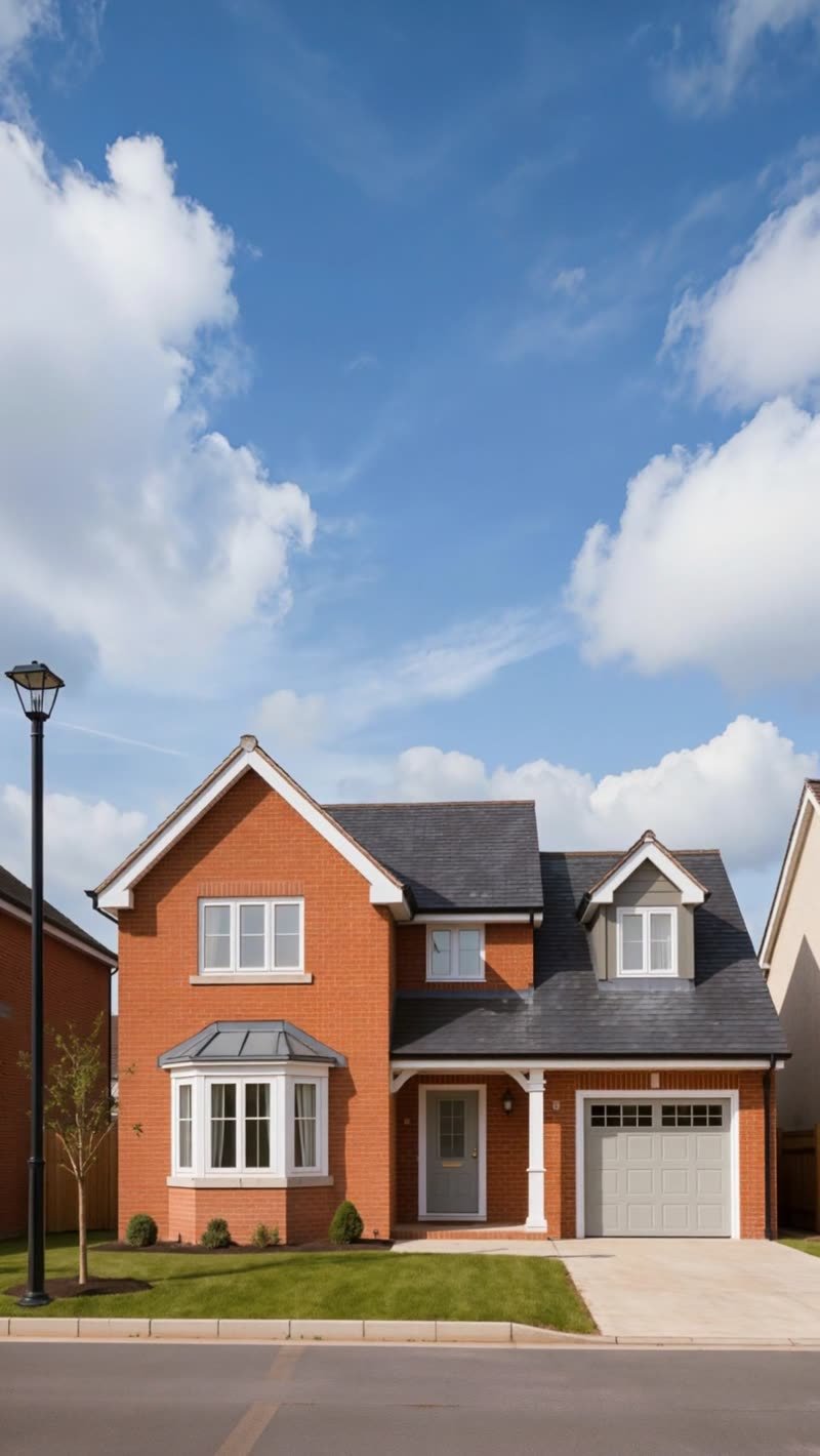Red brick home after build